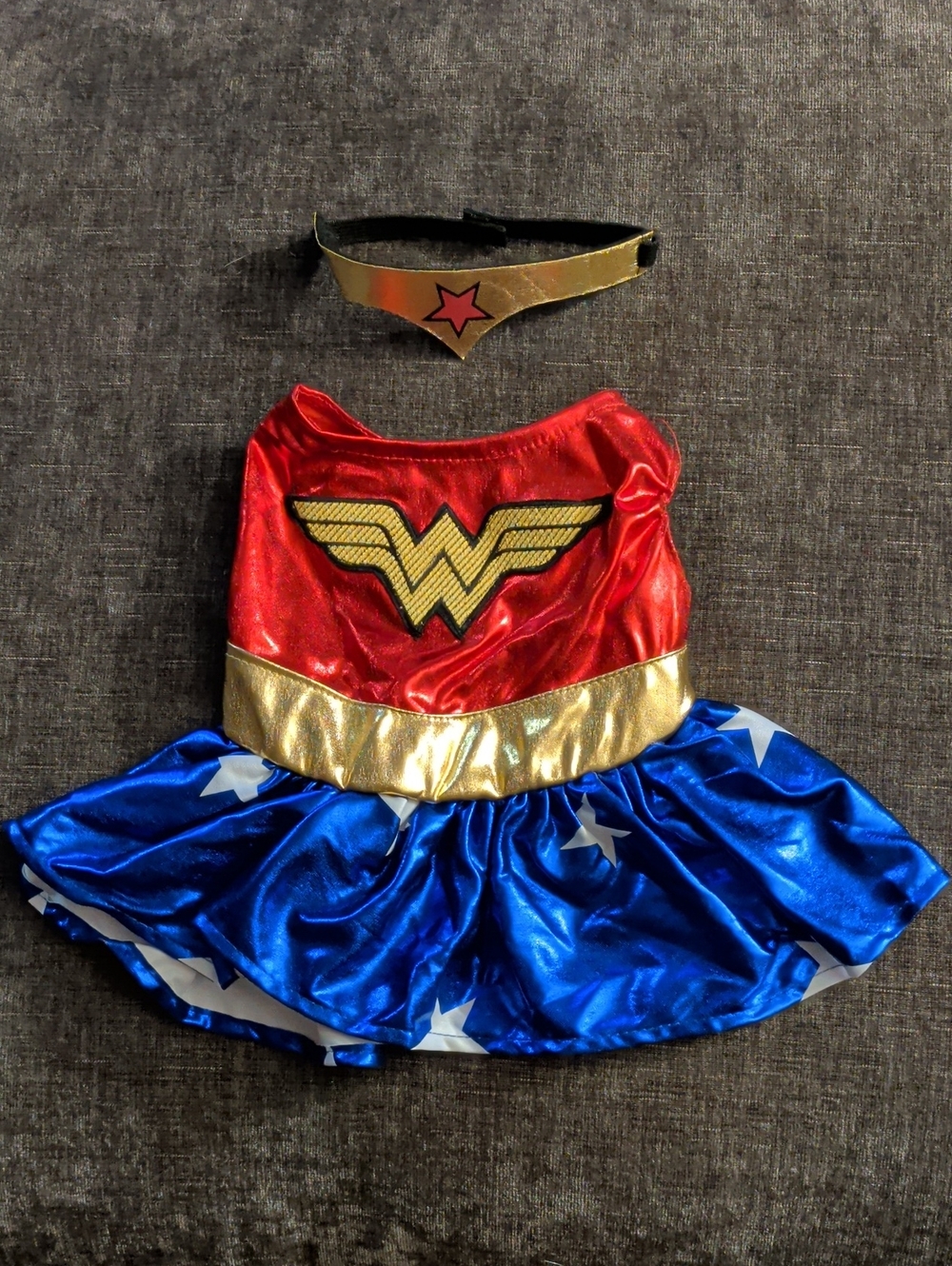 Rubie's Red, Blue & Gold Wonder-Inspired Dog Costume with Tiara